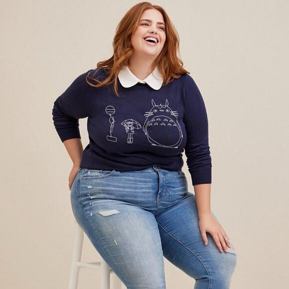 Torrid Her Universe Sweater Plus 1X Studio Ghibli My Neighbor Totoro Blue - Picture 2 of 16